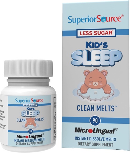 [BRSRMH3RCJ6BYA3P] Superior Source Kid's Sleep Clean Melts - Premium Sleep Supplement for Children - Contains Melatonin, L-Theanine & GABA - Less Sugar - Non-GMO, Gluten-Free - 90 MicroLingual Instant-Dissolve Melts