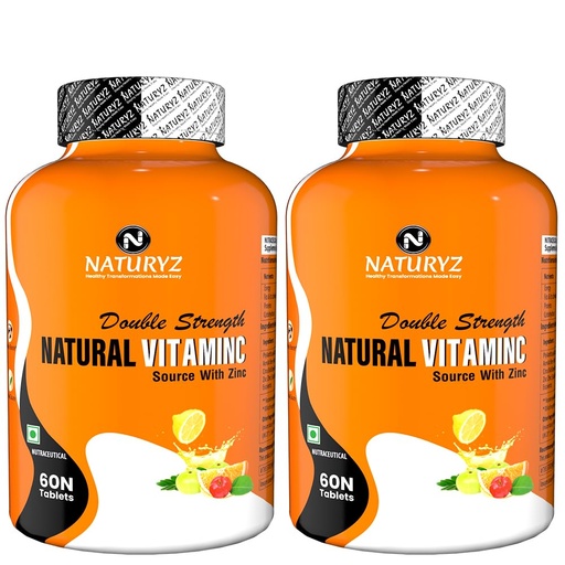 [BRSWYHQ7AQAW2F3G] Naturyz Double Strength Natural Vitamin C & Zinc Supplement with Amla, Acerola Cherry, Citrus Bioflavonoids rich in Antioxidants for Immunity Support & Skincare pack of 2 (120 Vegetarian tablets)