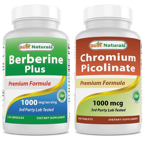 [BRSRMBT3CACRSEL4] Best Naturals Berberine Plus 1000mg & Chromium Picolinate 1000mcg
