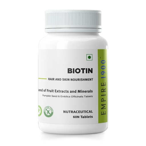 [BRSROCD6CJ5A23Y7] EMPIRE 1900 Biotin Tablets for Hair and Skin Nourishment|Hair and Skin Health|Skin Nourishment Supplement|Biotin for hair|Hair Care|Biotin Supplement|Biotin Vitamins|60 Veg Tablets (60.00)
