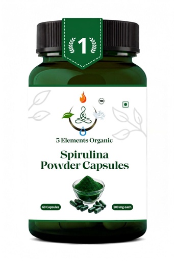[BRSRGYLQC4GQGFLJ] Spirulina Capsules 500mg | 60 Veg Capsules | High Protein, Iron & Antioxidant Superfood | Plant-Based | Gluten Free & Non-GMO Pack of 1