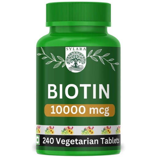 [BRSRE2YEBF5W2YI4] SYLARA Biotin 10000mcg - 240 Tablets Capsules Supplement - 10000 mcg Biotin Tablets for Hair Growth