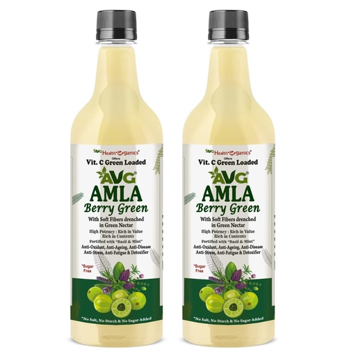 [BRSRMAYEAUIA2FA7] AVG Health Organics Amla Berry Green Juice | Pure Amla Extract - Pack of 2 x 1000 ml | Rich in Vitamin C, Antioxidants | Boosts Immunity, Natural Detox, Hair & Skin Health | 100% Natural, No Added Sugar | Herbal Superfood