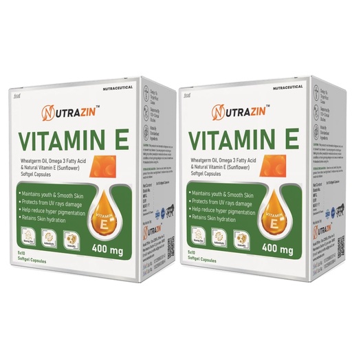 [BRSRGADQAV7WCHT3] Vitamin E 400 mg Capsules with Wheatgerm Oil & Omega 3 | Vitamin E Capsules for Face and Hair (100 Capsules)