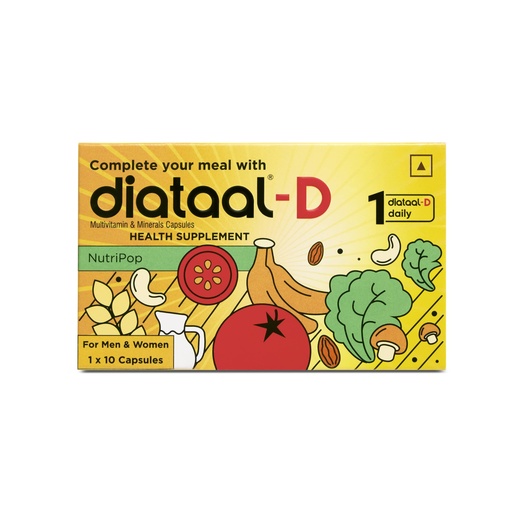 [BRSROFTROAOWAYA4] Diataal-D Vitamin D3 400IU | Multivitamin for Men & Women with Vitamin D3, ALA, B6, B12, B3, B9, Magnesium, Zinc and Copper | Energy, Immunity, Performance & Heart Health | 10 Capsules