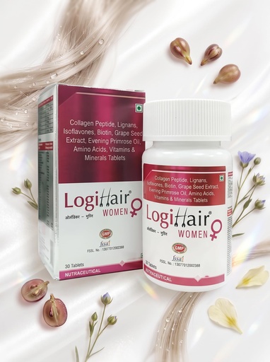 [BRSRY2YDO4NQEDTX] Logihair Women Tablets Pack of 30 Tablets Supports Hair Fall Control, Hair Strength & Nourishment Vitamins, Minerals & Biotin Supplement