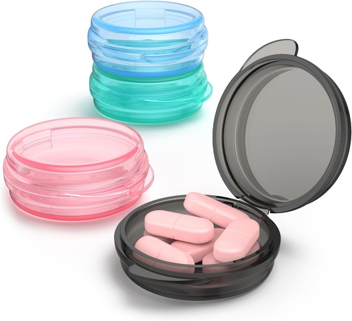 [BRSRAFD6BMIAMDTO] Small Pill Box, (4 Pack) Travel Pill Case Portable Daily Pill Organizer Mini Medicine Storage Container for Pocket Purse Cod Liver Oil Storage Box Earplug Case