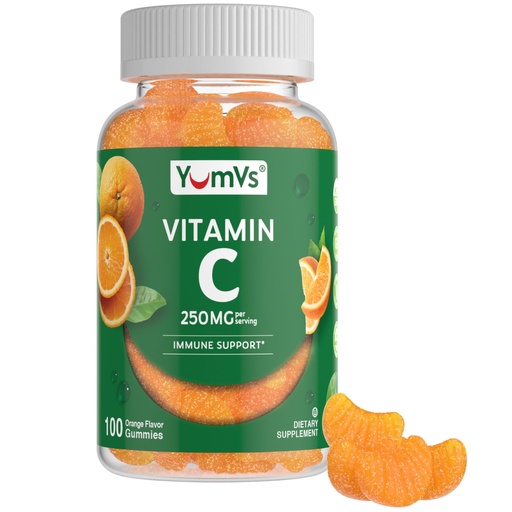 [BRSWYZYTPIFWCHI6] YUM-V'S Vitamin C Gummies for Adults - 250 mg Yummy Vitamin C Gummy - VIT C Gummies - Immune Support Supplement -Orange Flavored Kosher, Halal, Gluten Free (100 Count)