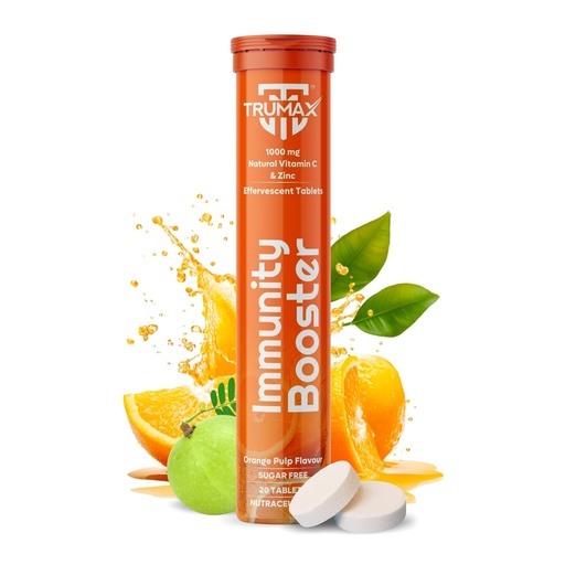 [BRSRA2QCC54A2ALA] IMMUNITY BOOSTER EFFERVESCENT TABLET | 1000mg Natural Vitamin C & Zinc | Antioxidants Support | Skin Care | No Added Sugar