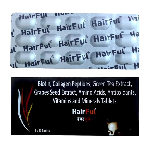 [BRSW2EACDJ7BEAY3] HairFul Hair Multivitamins Healthy Hair Supplement for Better Hair Growth & Hair fall Control (Pack Of 4 X 15) 60 Tablets
