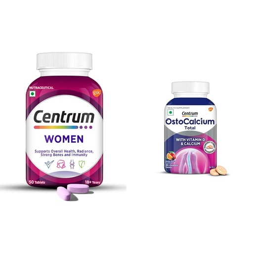 [BRSRYEIOAEIB6DT2] Centrum Women -Multivitamin Tablet for Women|With 23 Vital Nutrients including Zinc,Magnesium,Vitamin B,C,D, Calcium for Energy, Immunity,Radiance,Strong Bones and Overall Health|Veg - 50 tablets
