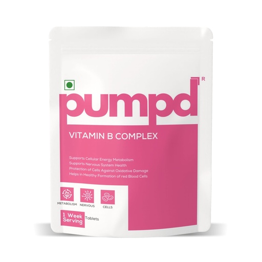 [BRSREBARPMFQAHT6] Pumpd Vitamin B Complex Supplement | 120 Vegetarian Tablets | 100% RDA of B1, B2, B3, B5, B6, B7 (Biotin), B9, B12 | Boost Energy, Metabolism & Immunity | Vitamin B Complex for Men & Women | Serving Size: 1 Week