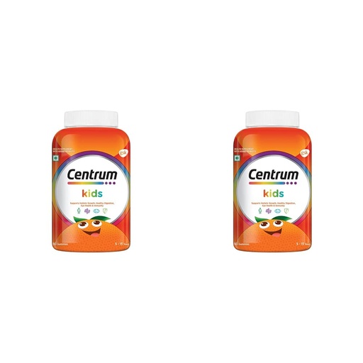 [BRSROYYPBZ6R4D3V] Centrum Kids, World's No.1 Multivitamin with Probiotics, Vitamin C & 11 other nutrients for Immunity, Healthy Digestion & Eye Health (Veg) - 50 Gummies (Pack of 2)