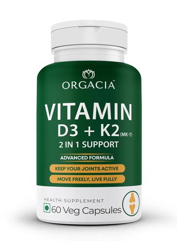 [BRSRYGQNDF5GYE33] Vitamin D3 + K2 (MK-7) Supplement | Supports Bone, Heart & Immune Health | 600 IU Plant-Based Lichen Vitamin D3 + K2 | 100% Veg for Men & Women – 60 Capsules