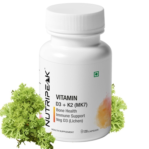 [BRSRGBTQB4FGCG3L] Vitamin D3 600 IU + K2 MK7 Capsules | Veg D3 from Lichen | Bone Health, Calcium Absorption & Heart Wellness | Immune & Muscle Support | 60 Veg Capsules