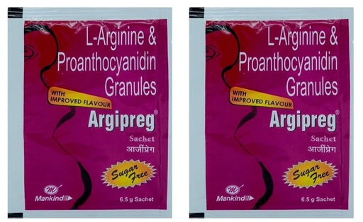 [BRSRYFQNAR5W2HL6] Mankind Argipreg L Granules Sugar Free - L-Arginine & Proanthocyanidin Supplement for Maternal Wellness & Circulation Support (18 x 6.5 gram sachets each) (Pack of 2)