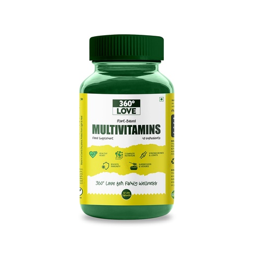 [BRSRABIDCUHBOYA7] Plant-Based Multivitamins | 60 Veg Capsules | With 49 Natural Ingredients, Vitamin D, C, Magnesium & Zinc | Daily Wellness Supplement for Men & Women | Vegan, No Artificial Additives