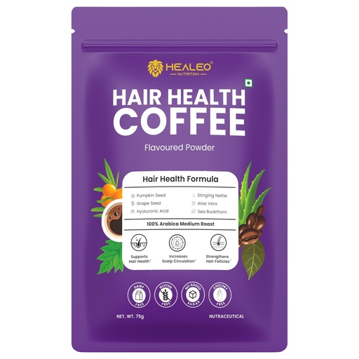 [BRSREGDRPMARAADF] Healeo Hair Health Coffee 75g – Supports Hair Fall Control, Scalp Circulation & Follicle Strength – With Pumpkin Seed, Grape Seed, Stinging Nettle, Aloe Vera, Hyaluronic Acid, Sea Buckthorn – Arabica Medium Roast