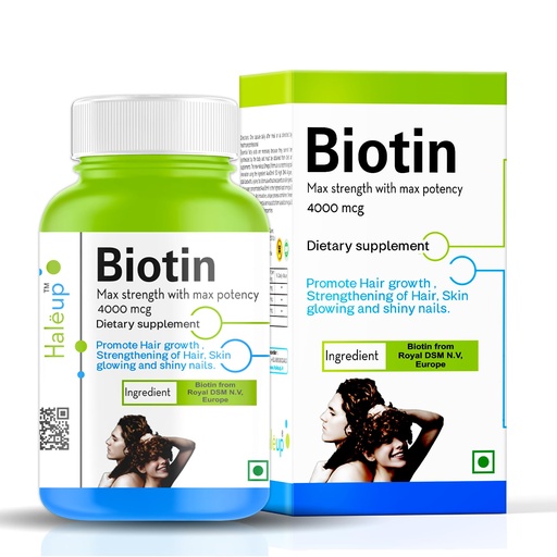 [BRSRMBL5CIBBQA3U] Haleup Biotin caps, Royal DSM, Switzerland – For Strong Hair & Healthy Skin –60 caps || Hair || Skin || Nails (1 Packs X 60 capsules)