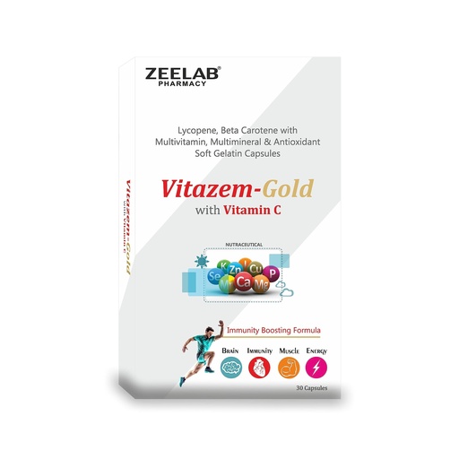 [BRSROEACOYPROCAY] Zeelab Vitazem-Gold with Vitamin C, Multivitamin, Multimineral and Antioxidant Capsules - 30 Softgel Capsules