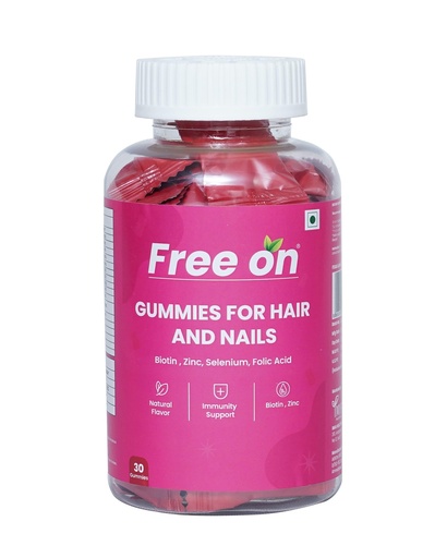 [BRSRECDQCAOQED3O] Free On Hair Gummies for Adults - Biotin, Zinc & Selenium, 60 Gummies