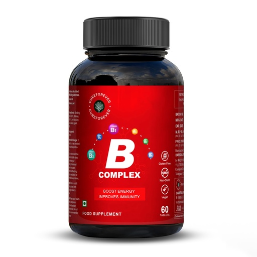 [BRSRACY7OVYBE3DG] CUREFOREVER Vitamin B Complex Tablets | with B1, B2, B5, B6, Biotin & B12 | Energy, Metabolism & Immunity Support | Healthy Hair, Skin & Nails | Vegan B Complex for Men & Women – 60 Tablets
