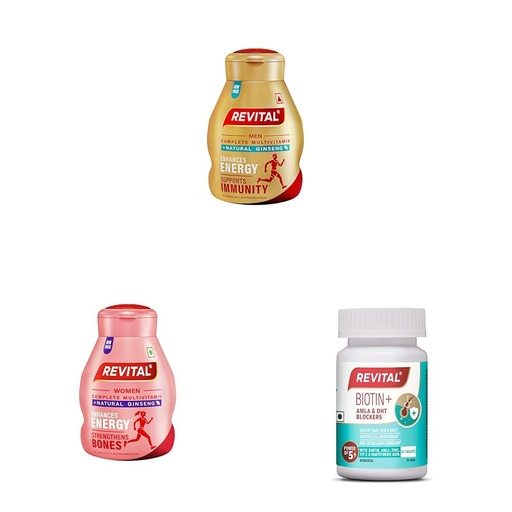 [BRSREGAFAUNWOD3K] Revital Combo - Men's 30 capsules Women's 30 capsules Biotin 50 tablets