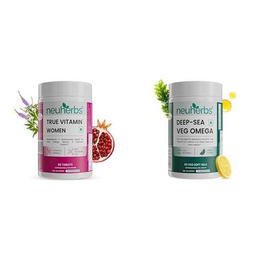 [BRSRGCY2BAIWCD3P] Neuherbs Multivitamin Tablets for Women 60 Count | True Vitamin Women Multivitamin with Vitamin C, B12, D, Iron, Zinc & Magnesium | Supports Energy, Skin, Hair & Overall Health|Neuherbs Deep-Sea Veg