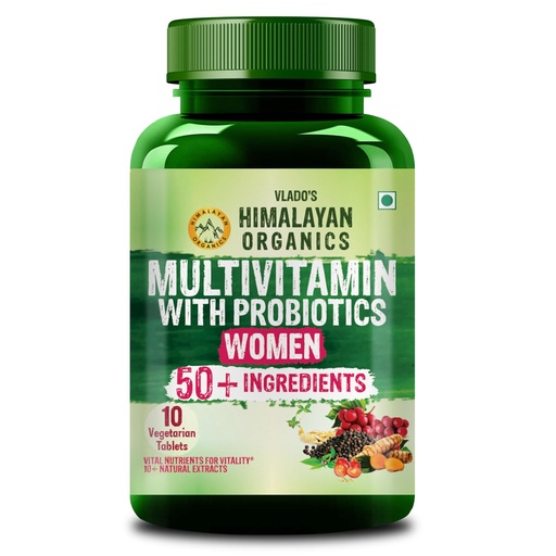 [BRSRGGQRDECB4ALX] Vlado’s Himalayan Organics Multivitamin With Probiotics Supplement For Women With 60+ Essential Ingredients - Small Pack