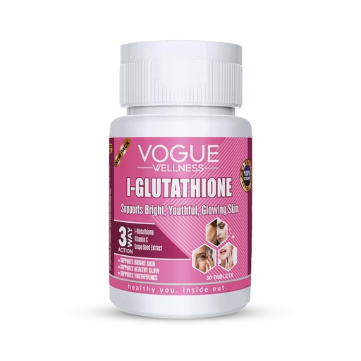 [BRSROFQLCV7GCHY7] Vogue Wellness L-Glutathione 500mg Tablets with Alpha Lipoic Acid, Niacinamide, Vitamin E & Grape Seed Extract | Antioxidant Support for Healthy Skin & Wellness | 30 Tablets