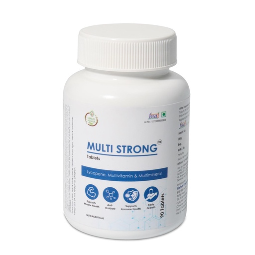 [BRSREA33CV6GCYIU] Multi Strong Tablets | Complete Multivitamin & Multimineral Supplement for Daily Energy, Immunity & Wellness | With Lycopene, Biotin, Vitamin A, Selenium & Calcium | 90 Tablets