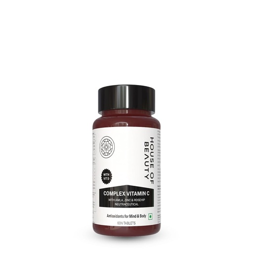 [BRSW2FA5BMNQMHTB] HOUSE OF BEAUTY Vitamin C Complex with Zinc and Vitamin D - Helps to Improve Immunity, Hair Skin, Boost Energy, Healthy Skin, Vitamin C Tablet for Men and Women (60 Tablets)