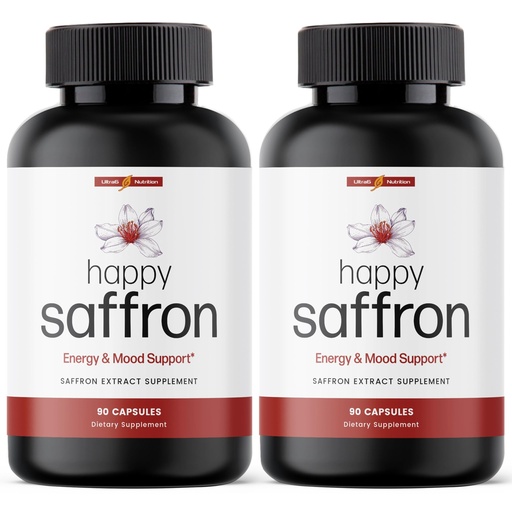 [BRSRAAQLAF6QIA33] Ultra6 Nutrition Happy Saffron Supplements - 100% Pure Saffron Extract Supplement for Eye Health Support - Mood Enhancer for Women & Men (Pack of 2)
