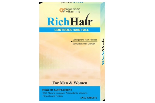 [BRSREFT2CNYGGE3Z] RICHHAIR Advanced Hair Supplement for Strength & Growth Support with Biotin, Amino Acids, Grape Seed Extract & 10+ Essential Vitamins – 10 Capsules for Men & Women