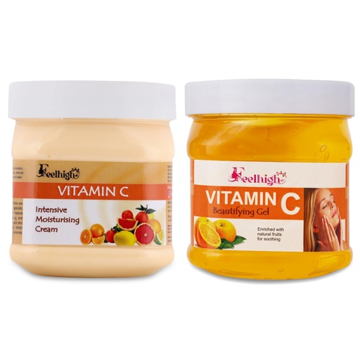 [BRSRMCY7PIHRA2DH] Feelhigh Vitamin C face Cream And face Gel Combo Enriched With Orange peel And Multi Fruit Extract 500ml Each Pack2