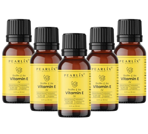 [BRSRAGIRPJ6WKD34] Vitamin-E Oil, Pure & Natural Plant Based Carrier Oil, For Skin, Hair & Body Care, Natural Antioxidant New Pack Each 10 ML (Pack of 5)