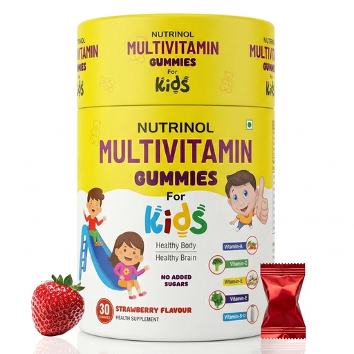 [BRSRGATYDMMQYALF] Knoll Healthcare Nutrinol Multivitamin Gummies | 7-12 Years |With 9 Vitamins & Minerals | 30 Day pack | Improves Immunity, Bone health & Antibody Production | No Added Sugar | Strawberry Flavour