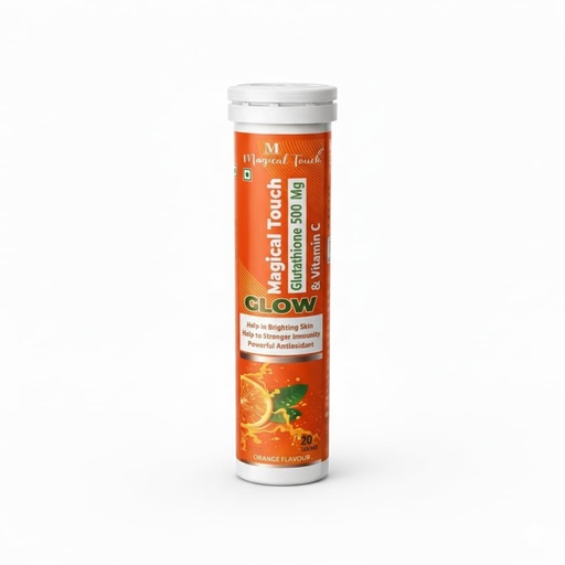 [BRSRGGQ3PMPBYFL5] Glutathione 500 mg & Vitamin C Effervescent Tablets | Skin Glow & Antioxidant Support | Orange Flavour (Pack of 1)