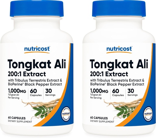 [BRSWG23RO57BMDY6] Nutricost Tongkat Ali 1,000mg, 60 Caps (2 Bottles) - 30 Servings Per Bottle, Veggie Caps, Non-GMO, Gluten Free