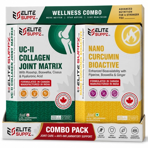 [BRSRYGD6C4DWCCD5] Joint Wellness Combo – UC-II Collagen Joint Matrix + Nano Curcumin Bioactive, 30 Tablets Each