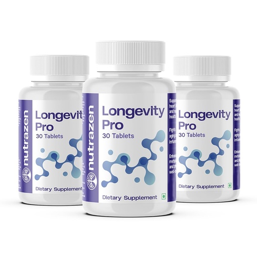 [BRSREYI5CNYBACDD] Longevity Pro - Pack of 3, 90 Tablets | Resveratrol, CoQ10, AHA