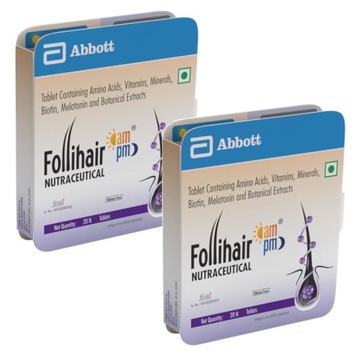 [BRSW2BANA4FBYHQ2] Follihair Ampm 20S Tablet By Abbott|Helps Nourish & Strengthen Hair Follicles|Amino Acids,Vitamins,Minerals & Natural Extracts Tablets,Pack of 1, 100 grams