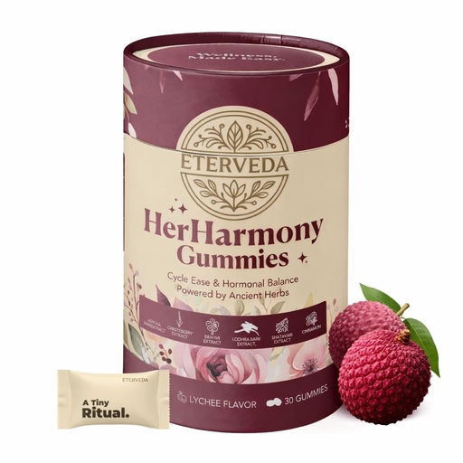 [BRSRGBTQBAIG2YLK] HerHarmony Women's Wellness Gummies | Ashoka Bark, Lodhra, Shatavari, Brahmi & Chasteberry Extract | Lychee Flavour | No Added Sugar | Herbal Women's Health Support | 30 Gummies