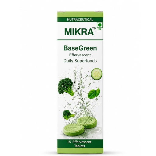 [BRSRYZLYCUAWAAA6] MIKRA BaseGreen Effervescent Super Greens Tablets with Vitamin C