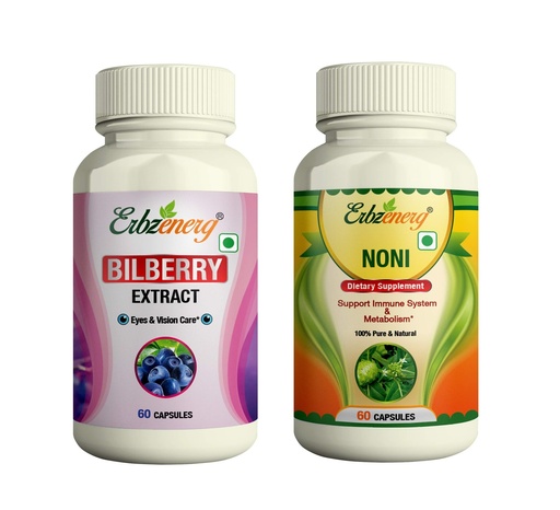 [BRSWYAILAR7RG3A3] Bilberry Extract (Vaccinium myrtillus) 60 Capsules and Noni (Morinda citrifolia) 60 Capsules- (Pack of 1)