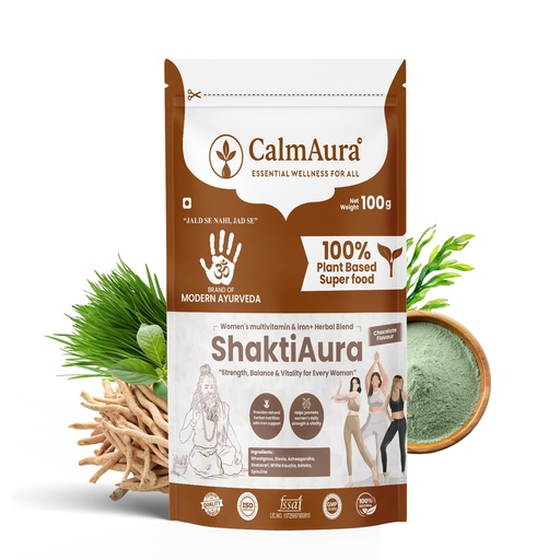 [BRSRGHAEAR6B43D4] CalmAura ShaktiAura Women’s Ayurvedic Herbal Multivitamin Iron Blend Chocolate Flavour | Plant Based Nutrition for Energy Hormonal Balance Immunity | 100% Natural