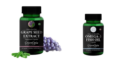[BRSRYGAOCN4AEE3J] Grape-seed-extract-60-vegetarian-capsules, Fish-oil-capsules Combo | Convenient Nutrition & Wellness Routine | Multi-Product Pack