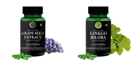 [BRSRYGAOCMFWGDLX] Grape-seed-extract-60-vegetarian-capsules, Ginkgo-biloba-vegetarian-capsules Combo | Convenient Nutrition & Wellness Routine | Multi-Product Pack