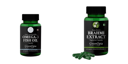 [BRSRYGAOCNYRO2DZ] Fish-oil-capsules, Brahmi-vegetarian-capsules Combo | Convenient Nutrition & Wellness Routine | Multi-Product Pack