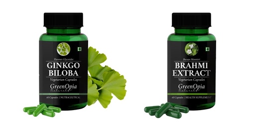 [BRSRYGAOB4BQIGTD] Ginkgo-biloba-vegetarian-capsules, Brahmi-vegetarian-capsules Combo | Convenient Nutrition & Wellness Routine | Multi-Product Pack